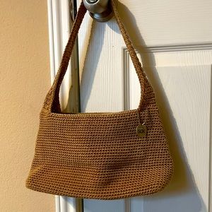 The Sak taupe tan beige crochet purse handbag